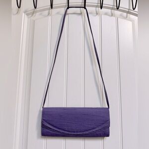 NWOT Jacques Vert Purple Bamboo Blend Fabric Clutch Evening Shoulder Bag. 11x4.5